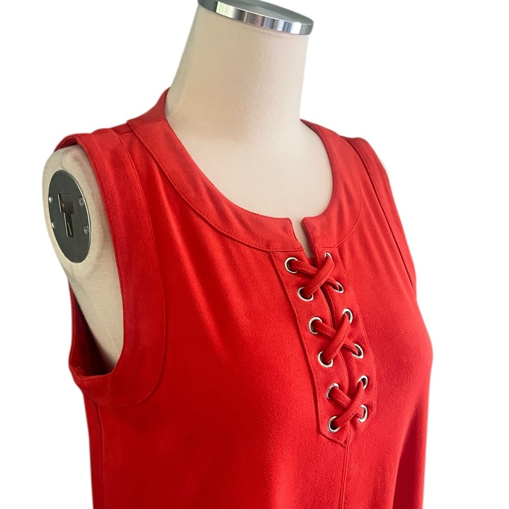 CB 1962 Vegan Suede Sleeveless Red/Rust Dress Sz 10 - Picture 4 of 9